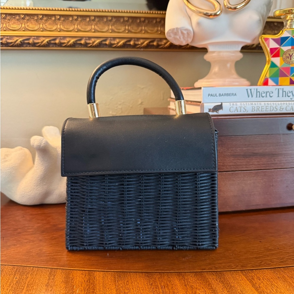 Anthropologie Black Woven Mini Bag